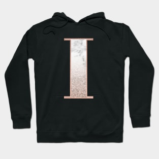 Monogram rose gold glitter marble I Hoodie